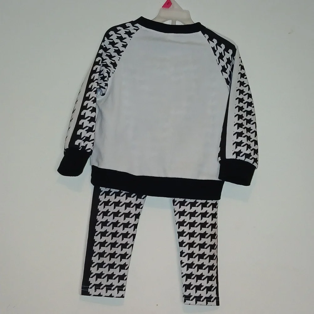 Shein 4Y girls‎ matching houndstooth pattern pants and long sleeve top